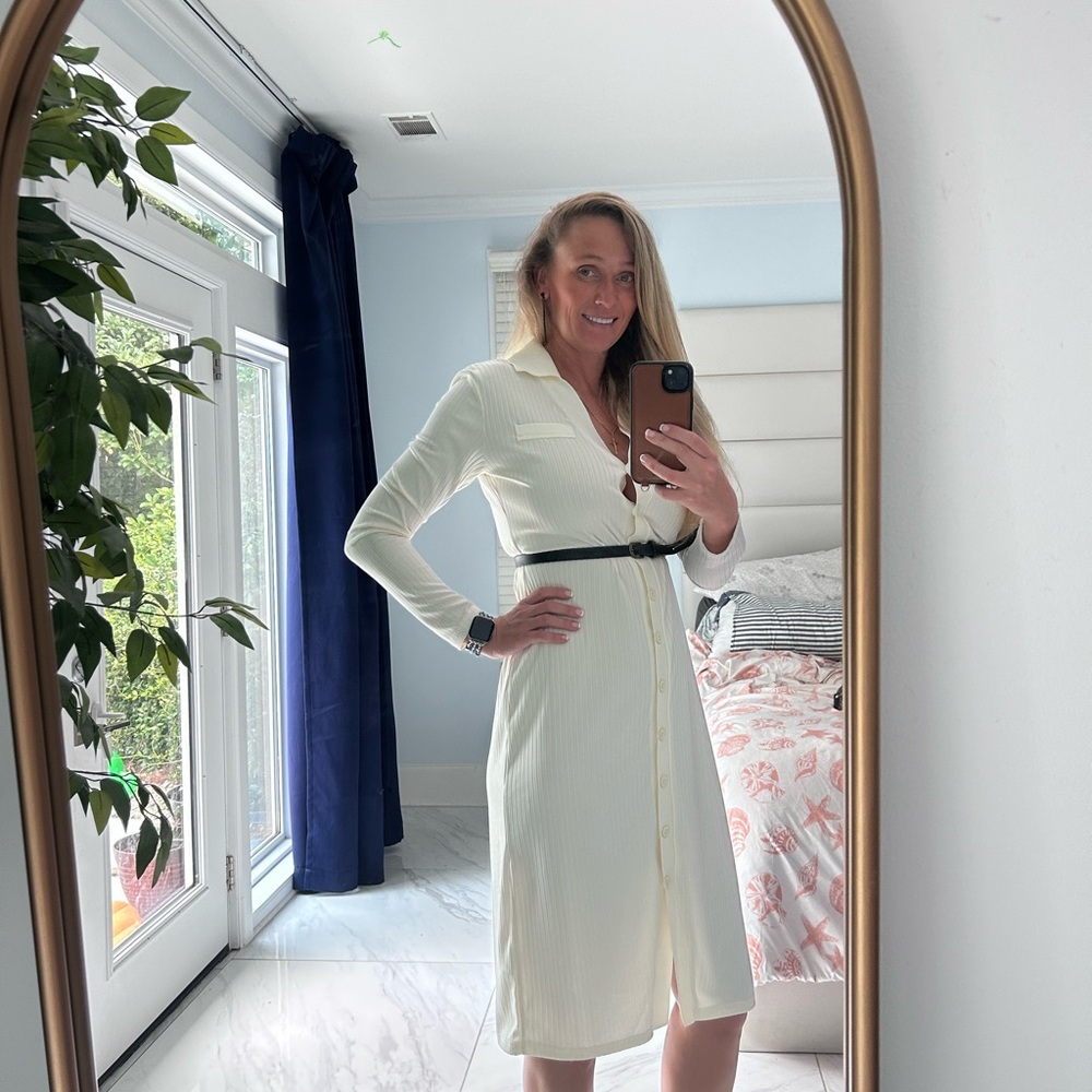 H&M Cream Long Sleeve Dress